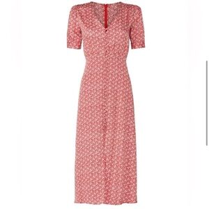 The Kooples Red Floral Midi Dress